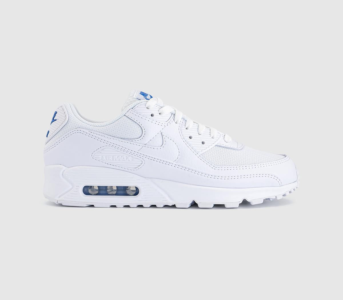 Nike Air Max 90 Trainers White White Blue Crystal UK Size 8
