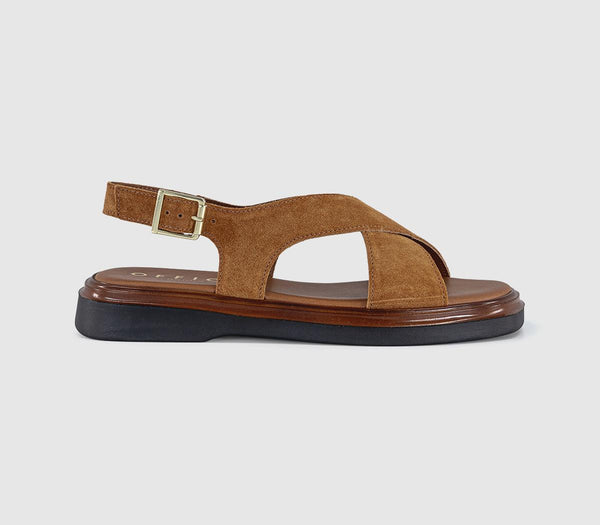 Womens OFFICE Sandi Crossover Slingback Sandals Tan Suede UK Size 6