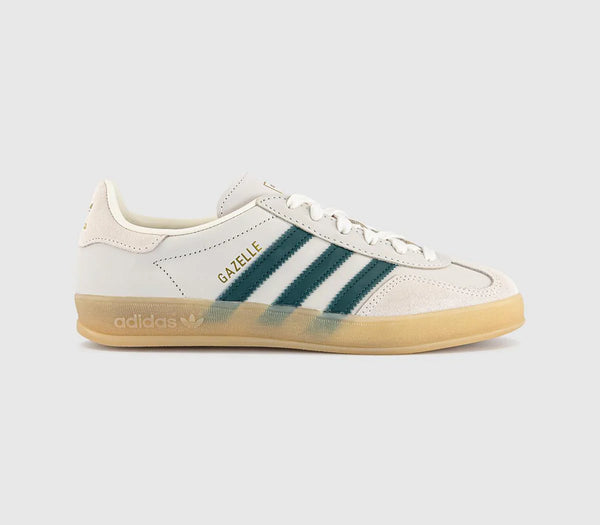 adidas Gazelle Indoor Trainers Cream White White Collegiate Green Gum UK Size 5.5