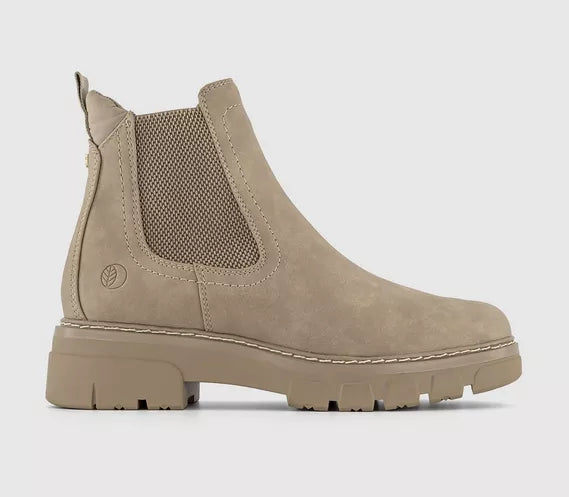 Womens Earth Addict Afra Cleated Cheslea Boots Beige