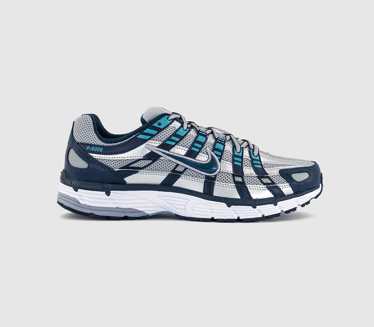 Odd Sizes -  Nike P6000 Armory Navy Metallic Silver Silver - UK Sizes Right 6 EU40/ Left 7 EU41