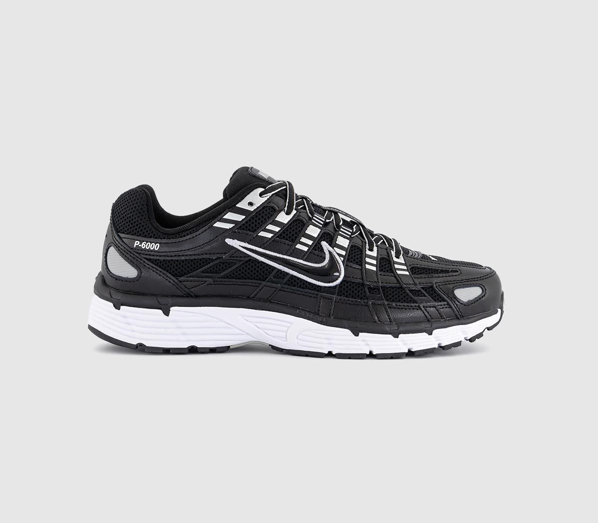 Nike P-6000 Trainers Black Black White Metallic Silver - OFFCUTS SHOES by OFFICE