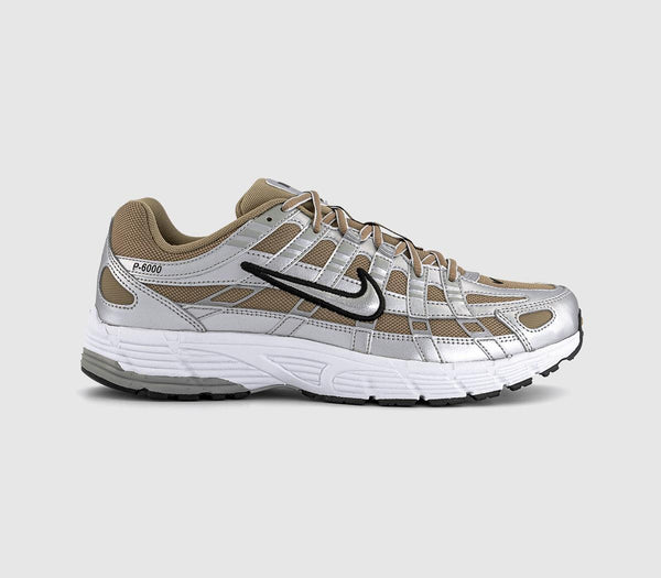 Odd Sizes -  Nike P6000 Trainers Khaki Metallic Silver Metallic Platinum - UK Sizes Right 8/Left 7.5