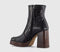 Womens OFFICE Arlo Heeled Platform Boots Shiny Black Leather