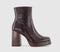 Womens OFFICE Arlo Heeled Platforms Boots Dark Choc Leather - OFFCUTS SHOES by OFFICE