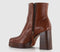 Womens Office Arlo Heeled Platform Boots Choc Brown Leather