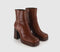 Womens Office Arlo Heeled Platform Boots Choc Brown Leather