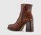 Womens OFFICE Arlo Heeled Platform Boots New Choc Brown Leather