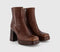 Womens OFFICE Arlo Heeled Platform Boots New Choc Brown Leather