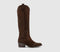 Womens OFFICE Kezia Heeled Western Knee Boots Brown Suede