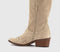 Womens OFFICE Kezia Heeled Western Knee Boots Beige Suede