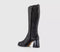 Womens OFFICE Klara Platform Heeled Knee Boots Black Leather