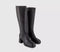 Womens OFFICE Klara Platform Heeled Knee Boots Black Leather