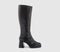 Womens Office Klara Platform Heeled Knee Boots Black Leather