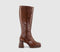 Womens Office Klara Platform Heeled Knee Boots Choc Brown Leather
