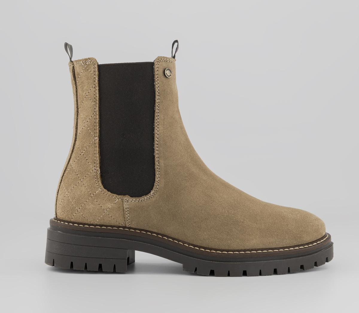 Womens Barbour Evie Chelsea Boots Trench Brown Suede Uk Size 6