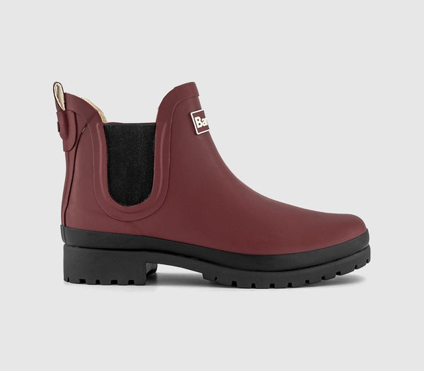 Womens Barbour Aubrey Fur Lined Welly Boots Burgundy