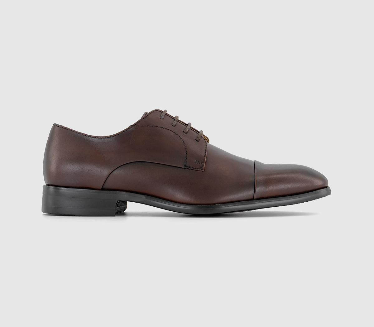 Mens Office Marlow Toe Cap Derby Brown Leather