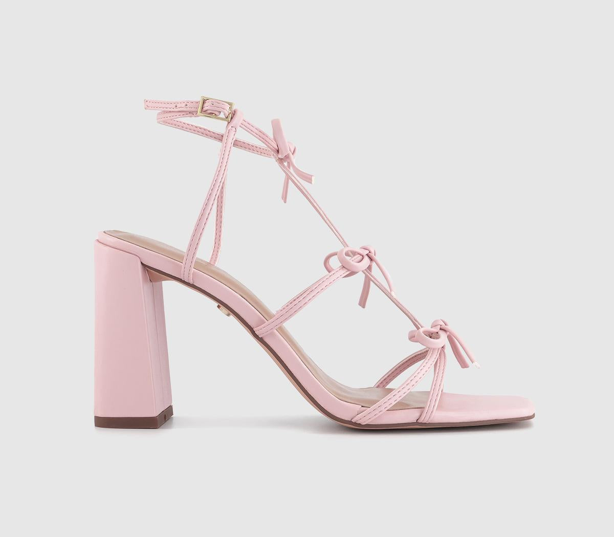 Womens Office Henley Bow Detail Block Heel Sandals Pale Pink