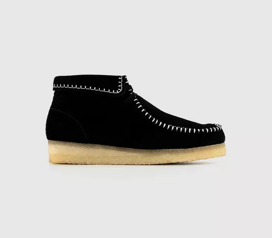 Womens Clarks Originals Wallabee Boots Black Suede