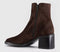 Womens OFFICE Annabella Square Toe Leather Block Heel Boots Brown Suede