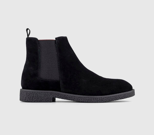 Mens Office Bachelor Crepe Look Chelsea Boots Black Suede