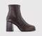 Womens Office Apply Covered Platform Block Heel Ankle Boots Brown Leather