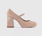 Womens Office Hazy Closed Toe Mary Jane Platforms Beige Patent