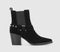Womens Office Albion Harness Western Boots Black Suede