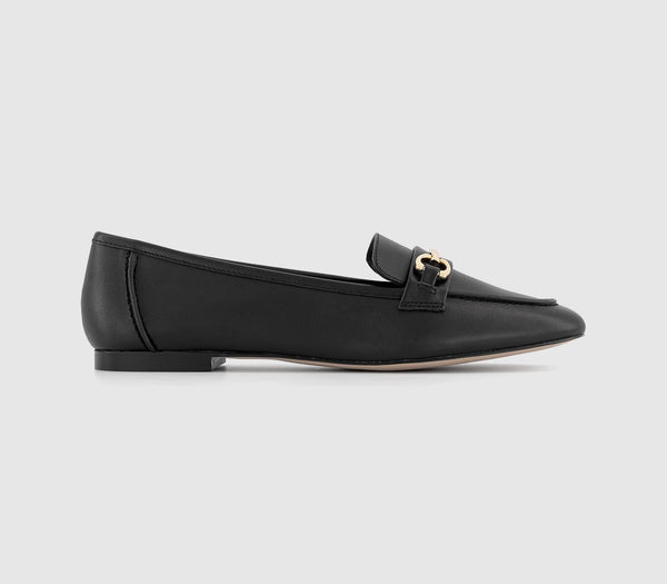 Womens Office Finnegan Snaffle Detail Slim Loafers Black Leather