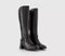 Womens Office Kaiser Buckle Strap Knee Boots Black Leather