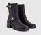 Womens OFFICE Affinity Cleated Sole Buckle Platform Boots Black Leather