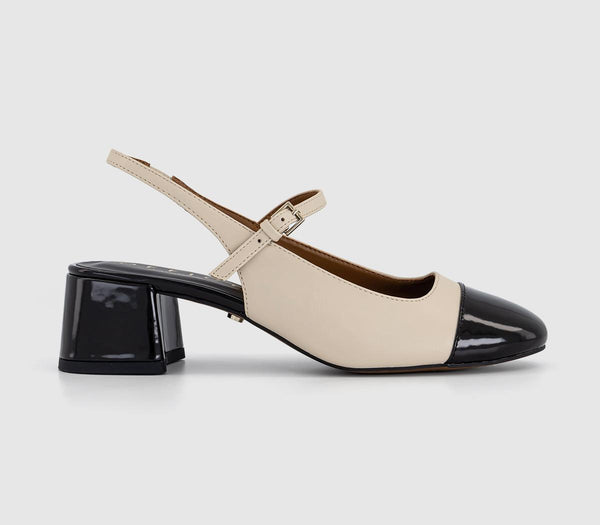 Womens Office Missy Toe Capo Sling Backs Cream Black