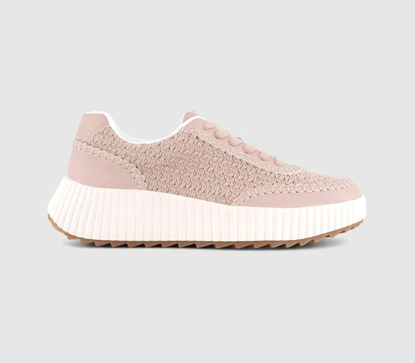 Office Flo Woven Lace Up Trainers Pink Mix