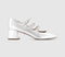 Womens Office Marvellous Triple Strap Mary Jane Block Heels Silver