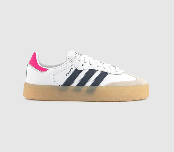 Womens Adidas Sambae Trainers White Night Indigo Pink Gum Uk Size 4