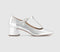 Womens Office Macey TBar Block Heels Silver Patent