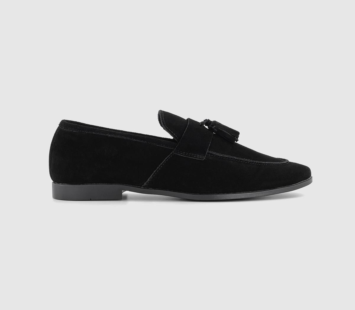 Mens Office Memming 2 Tassel Loafers Black Suede