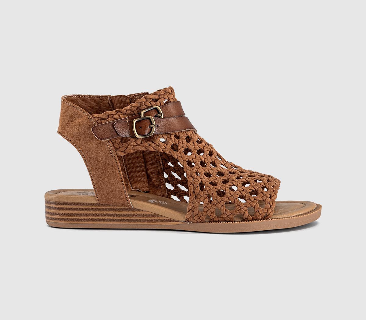 Womens Blowfish Malibu Anuella Raffia Sandals Cognac