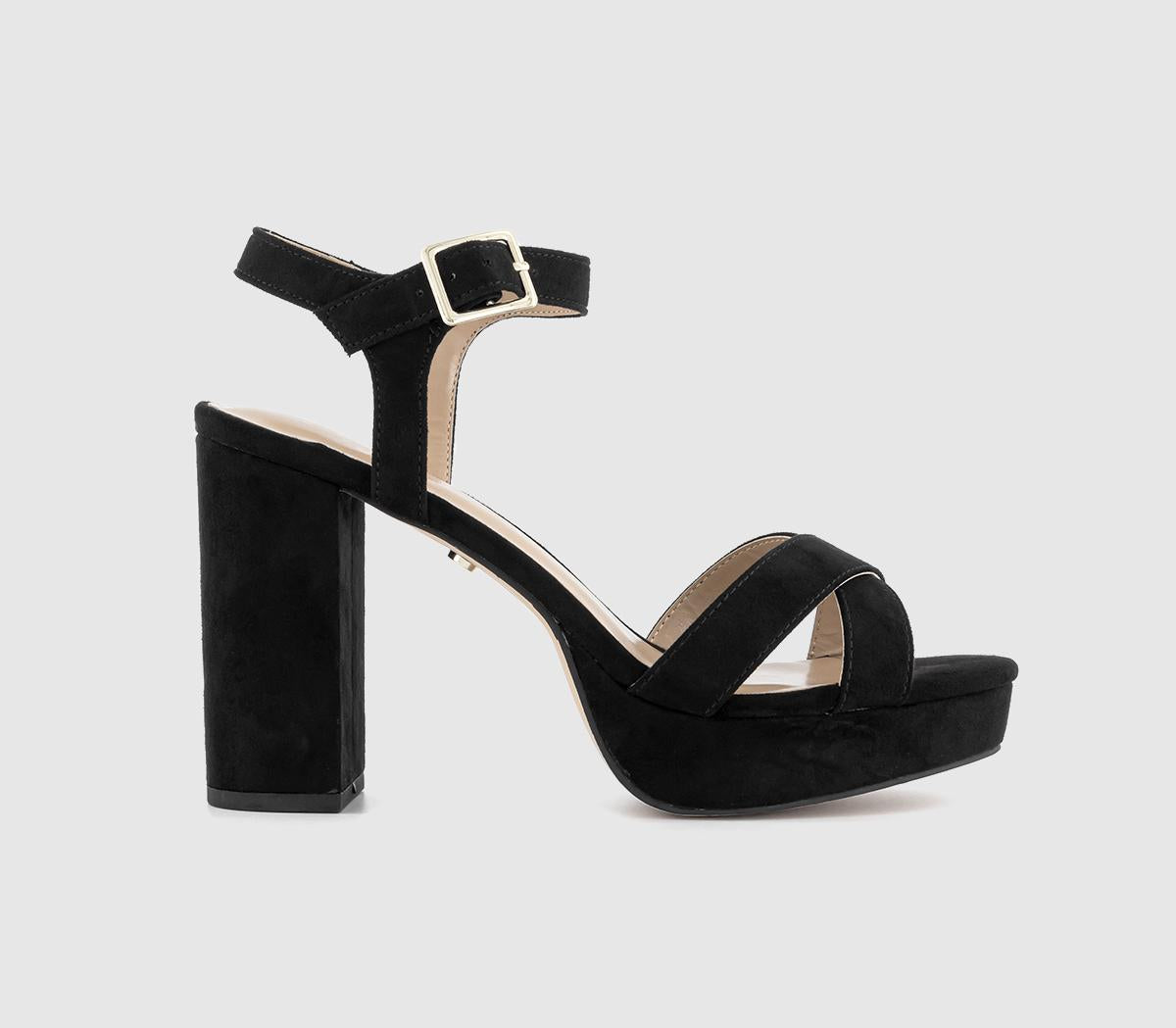 Womens Office Heaven Platform Block Heel Sandals Black