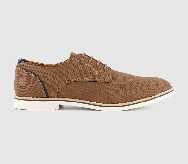 Mens Office Chapter White Sole Embossed Derby Tan