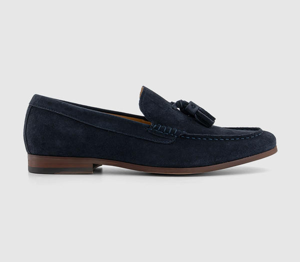 Mens Office Concept Tassel Suede Smart Loafers Navy Suede