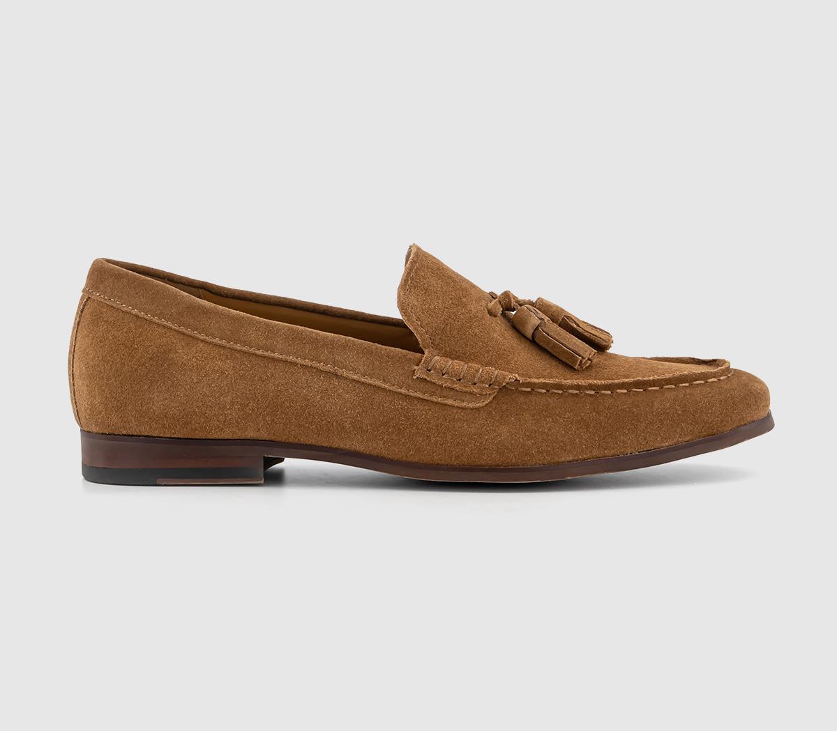 Mens Office Concept Tassel Suede Smart Loafers Tan Suede