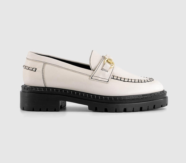 Womens Office Finchly Contrast Stitch Loafers Off White Leather