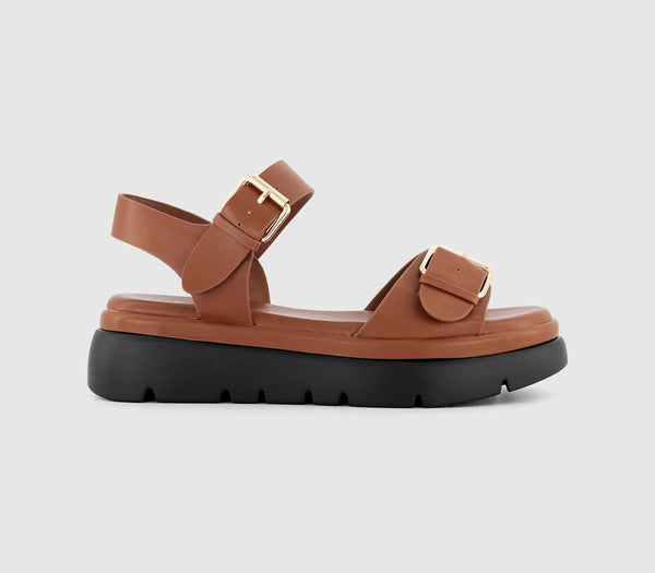 Womens Office Sage Buckle Detail Platform Sandals Tan