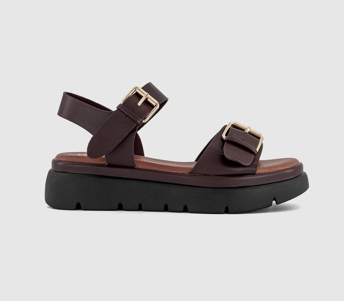 Womens OFFICE Sage Buckle Detail Platform Sandals Brown