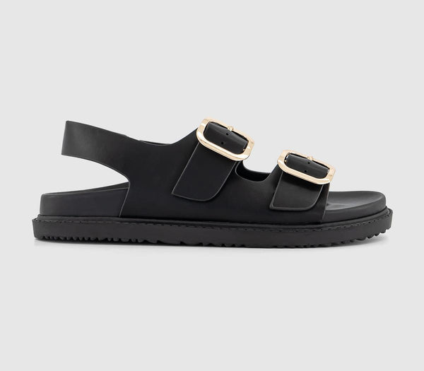 Womens Office Sunny  Double Buckle Strap Slingback Footbed Black