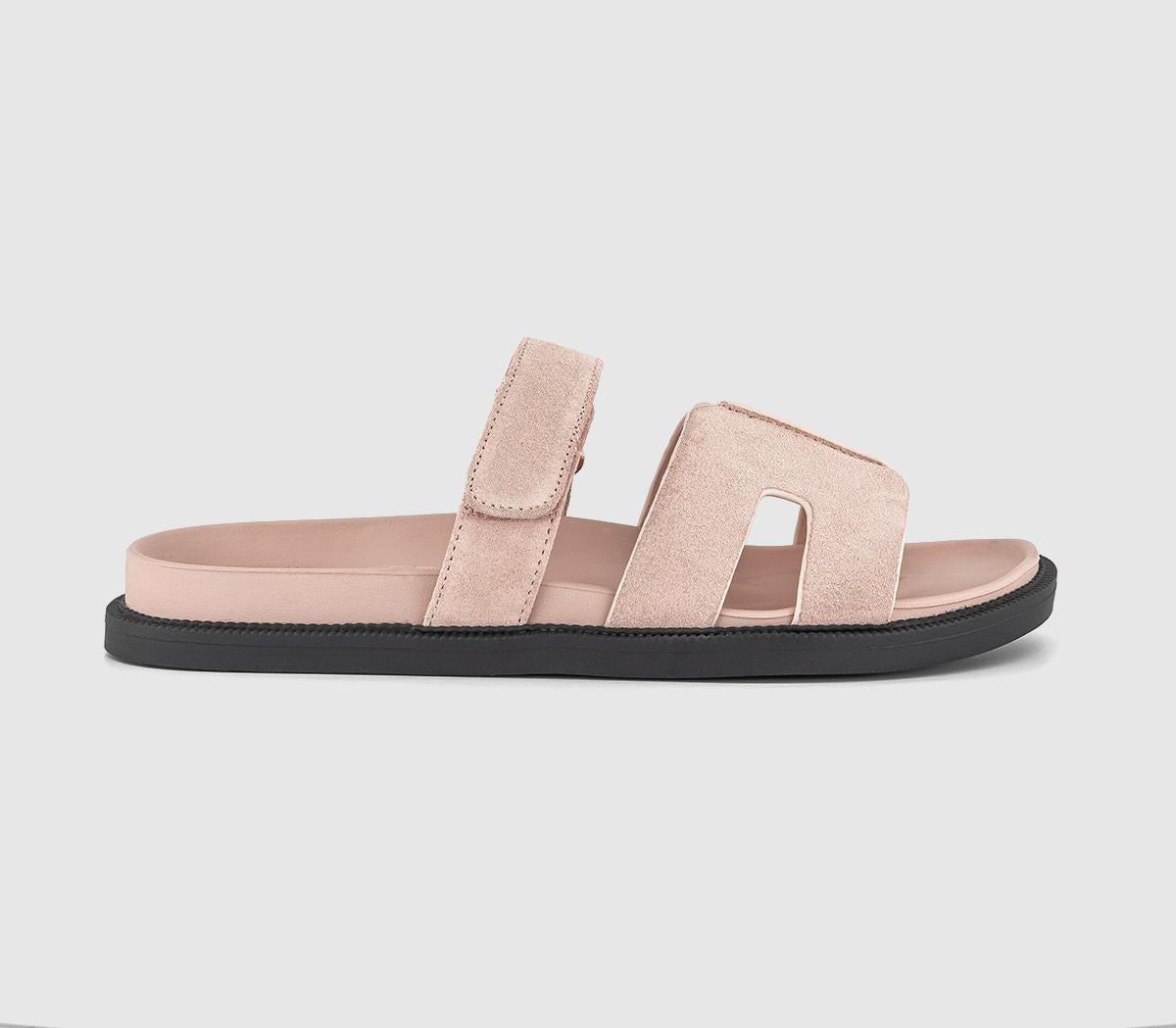 Womens Office Serena Cut Out Two Strap Footbed Sandals Pink Suede Uk Size 6