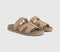 Womens OFFICE Serena Cut Out Two Strap Footbed Sandals Beige Raffia