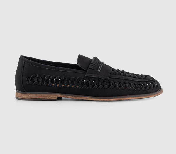 Mens Office Crown  Woven Loafers Black